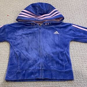 Adidas girls youth Royal Blue & Light Pink striped Hoodie